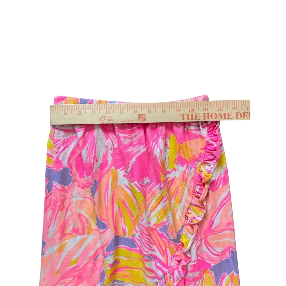 Lilly Pulitzer Girls Pink Tropical Palm High-Low Maxi Skirt Crop Top Set L 8-10